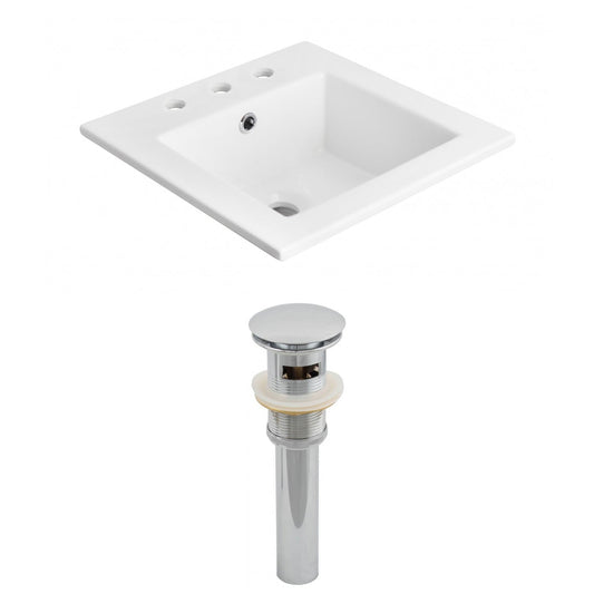 American Imaginations AI-15530 21" White Rectangular Drop In Transitional Ceramic Top Set