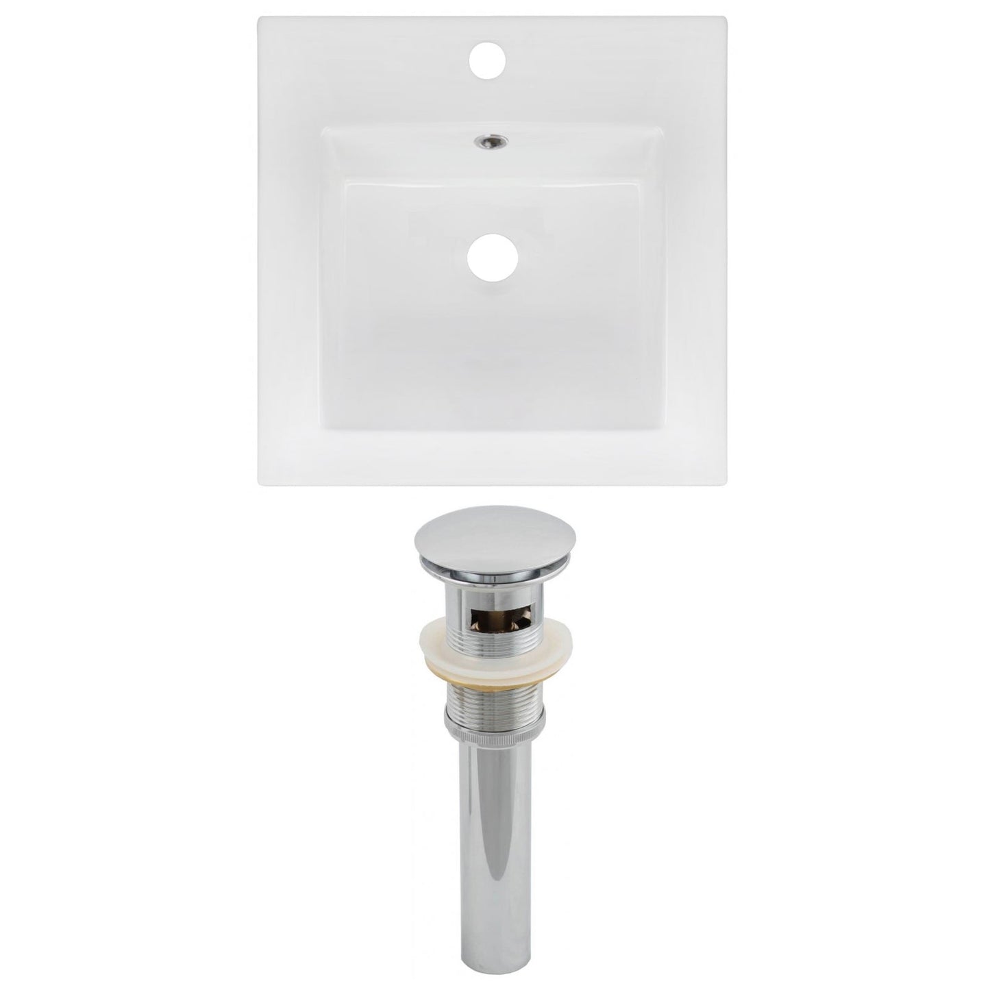 American Imaginations AI-15560 17" White Square Drop In Transitional Ceramic Top Set