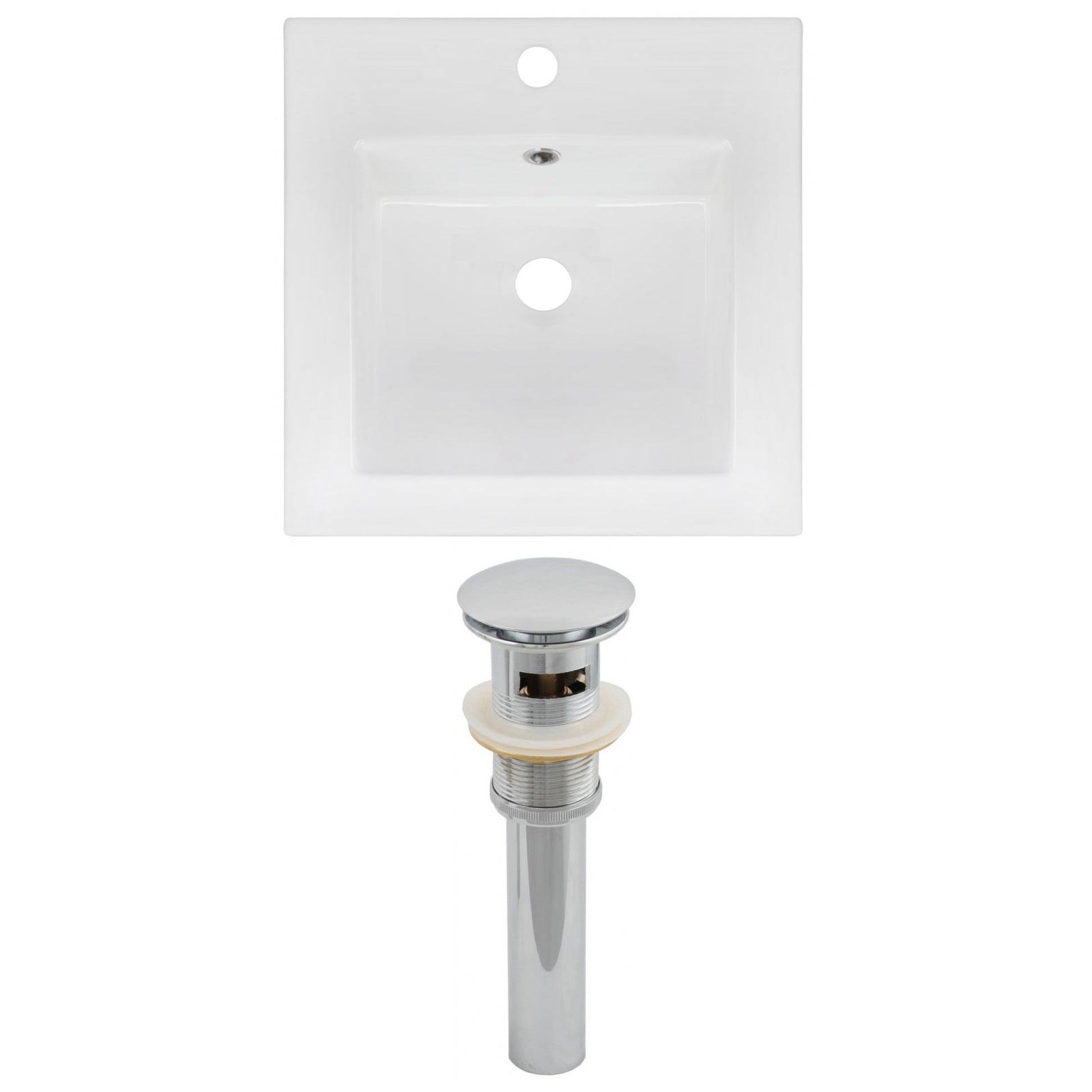American Imaginations AI-15560 17" White Square Drop In Transitional Ceramic Top Set