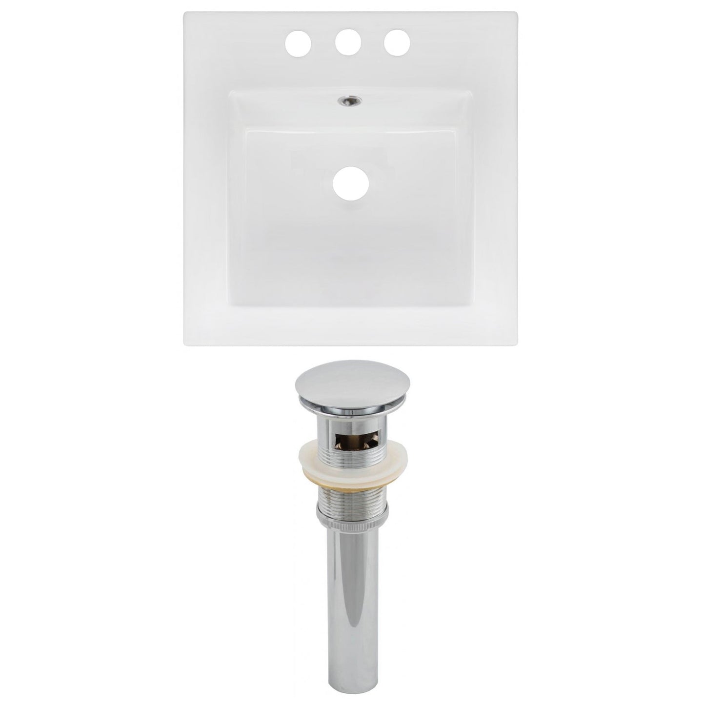 American Imaginations AI-15561 17" White Square Drop In Modern Ceramic Top Set