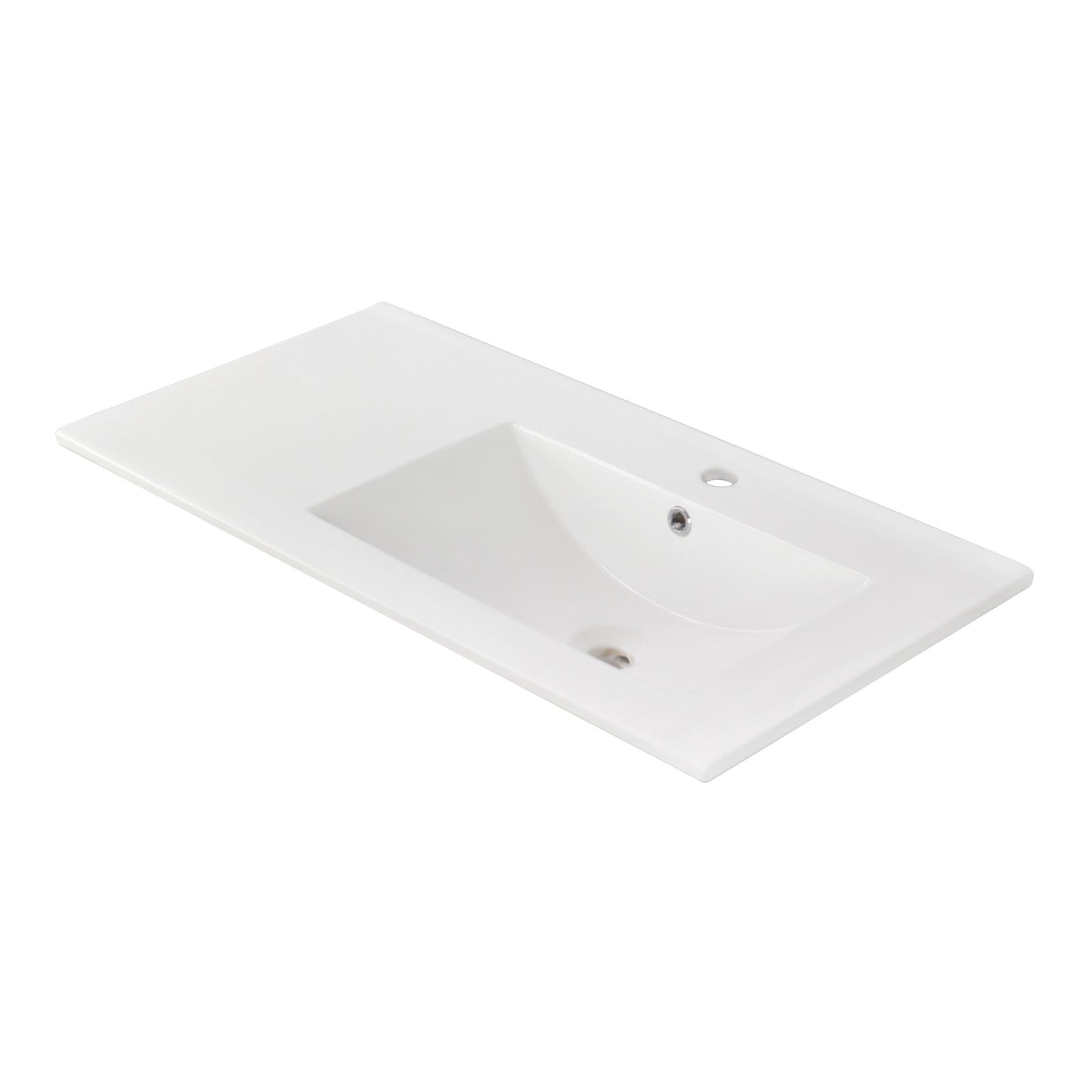 American Imaginations AI-15563 36" White Rectangular Drop In Transitional Ceramic Top Set