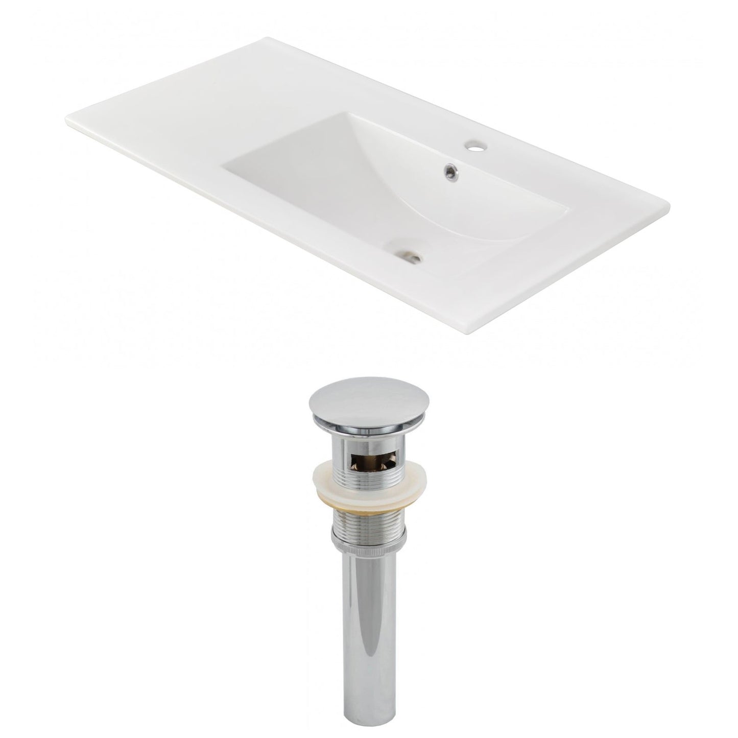 American Imaginations AI-15563 36" White Rectangular Drop In Transitional Ceramic Top Set