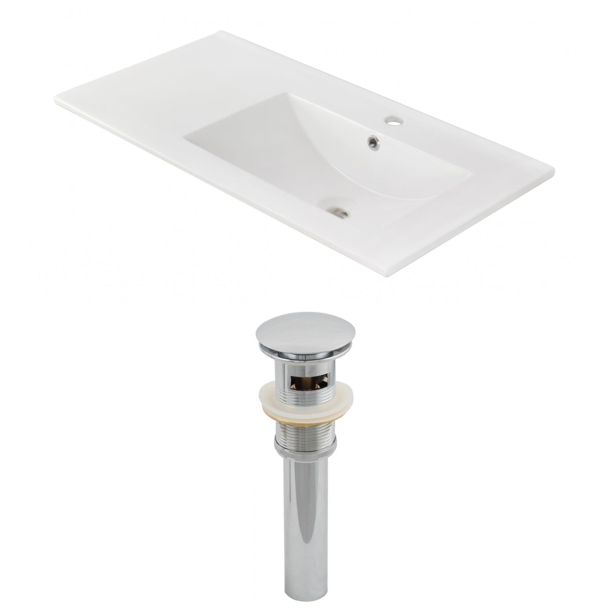 American Imaginations AI-15563 36" White Rectangular Drop In Transitional Ceramic Top Set