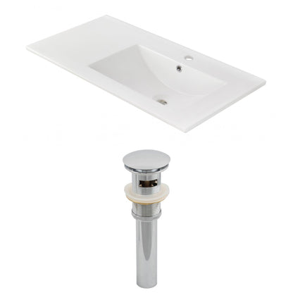 American Imaginations AI-15563 36" White Rectangular Drop In Transitional Ceramic Top Set