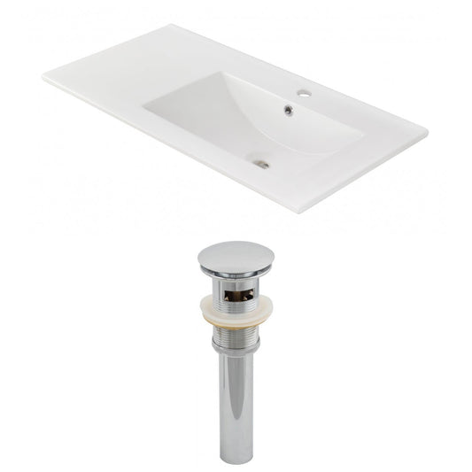 American Imaginations AI-15563 36" White Rectangular Drop In Transitional Ceramic Top Set