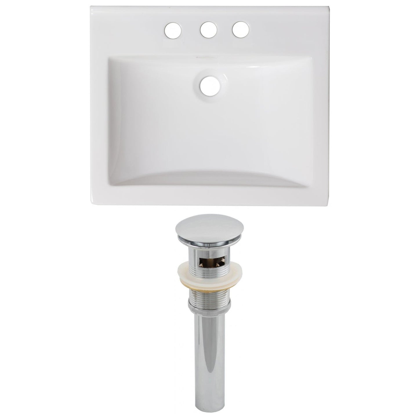 American Imaginations AI-15570 21" White Rectangular Drop In Transitional Ceramic Top Set