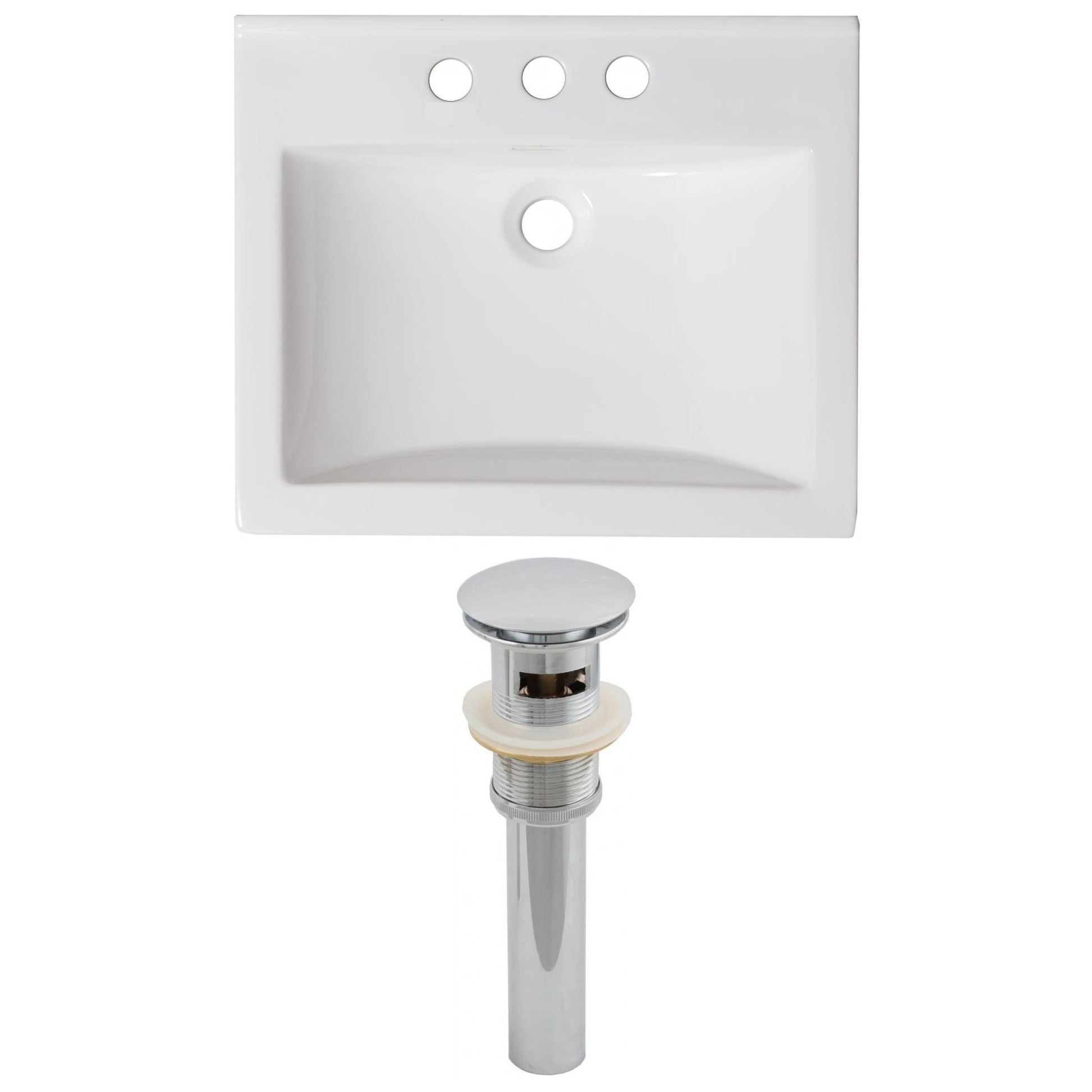 American Imaginations AI-15570 21" White Rectangular Drop In Transitional Ceramic Top Set