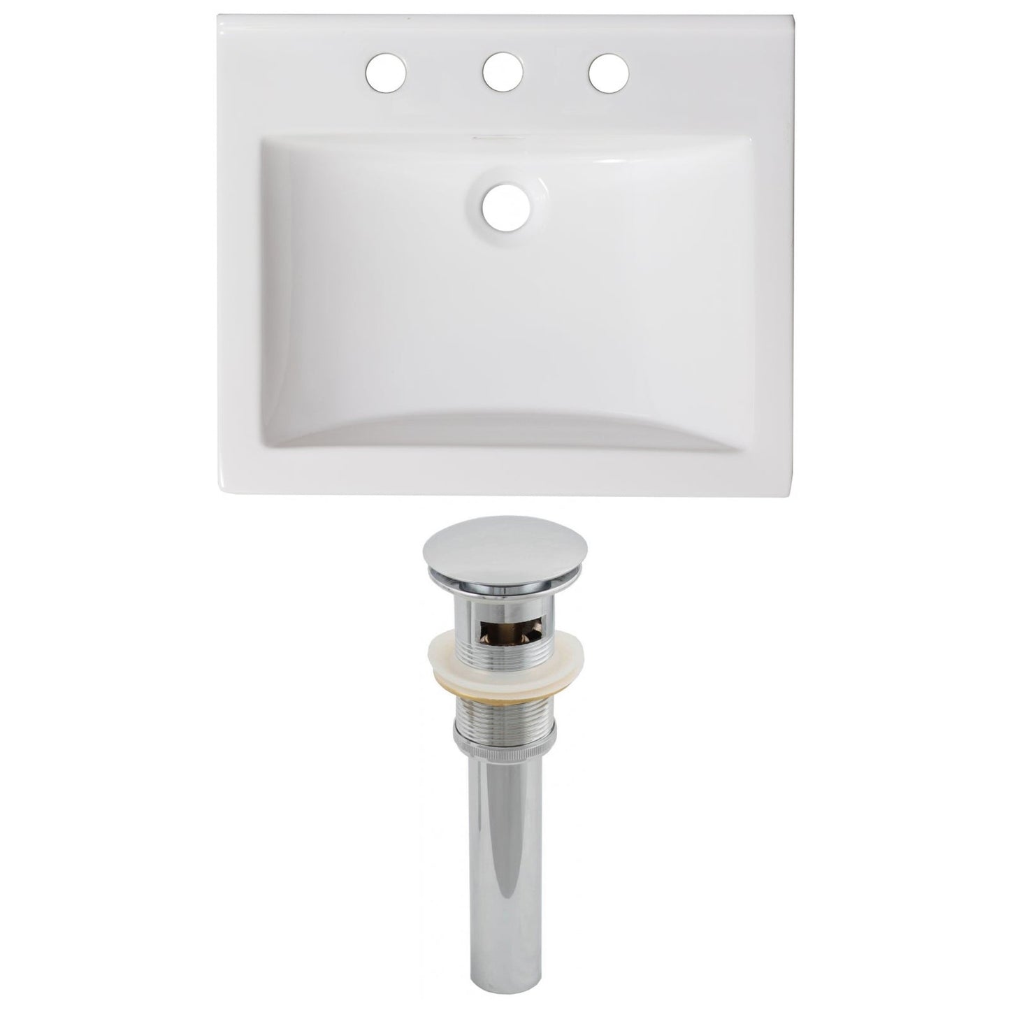 American Imaginations AI-15571 21" White Rectangular Drop In Transitional Ceramic Top Set