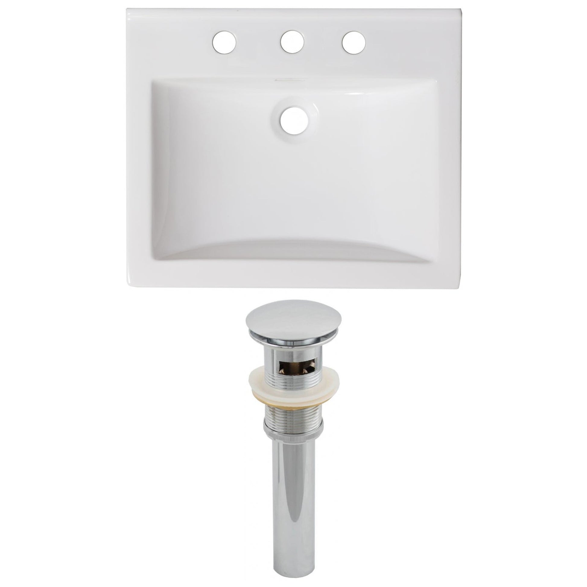 American Imaginations AI-15571 21" White Rectangular Drop In Transitional Ceramic Top Set