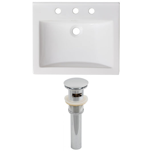 American Imaginations AI-15571 21" White Rectangular Drop In Transitional Ceramic Top Set