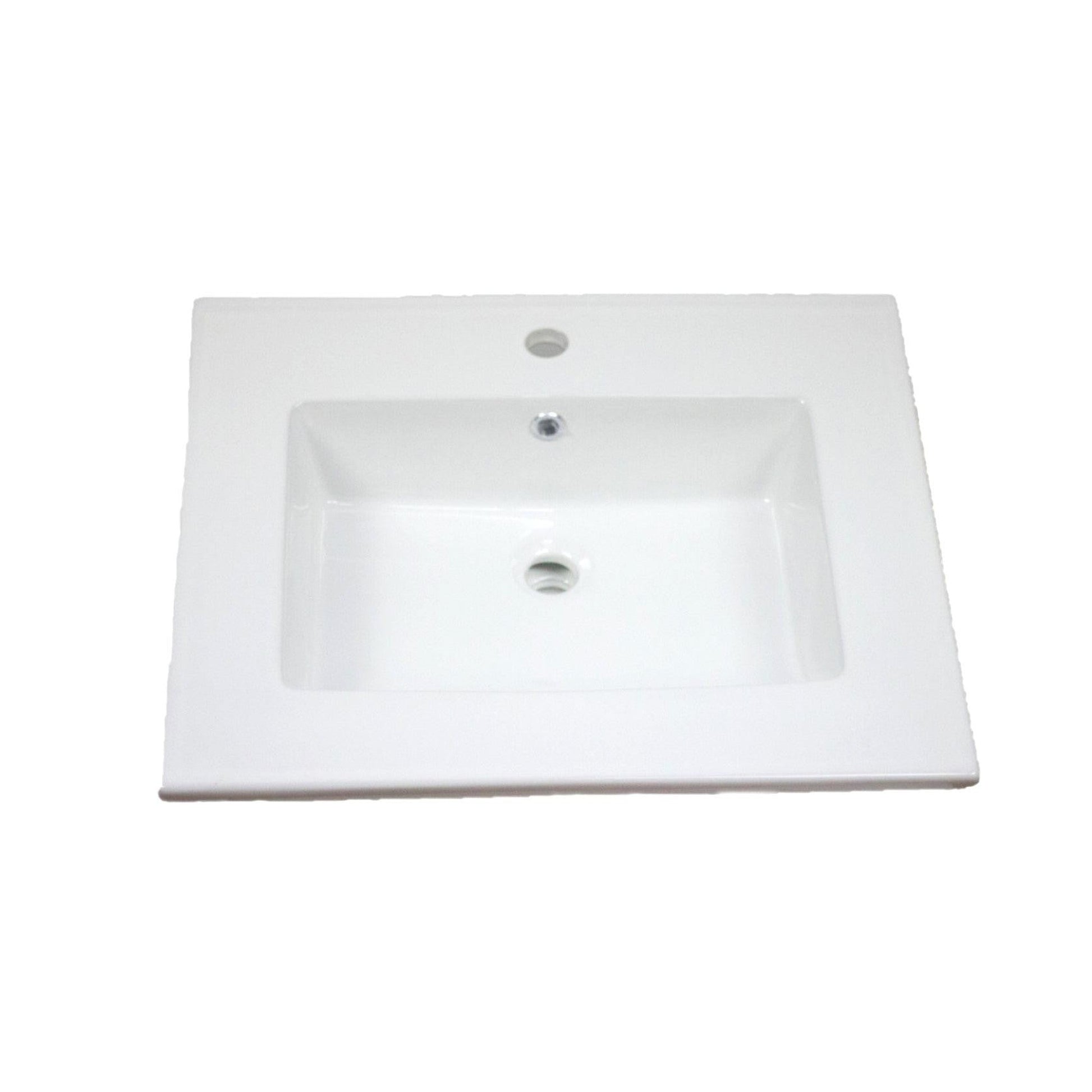 American Imaginations AI-15578 25" White Rectangular Drop In Modern Ceramic Top Set
