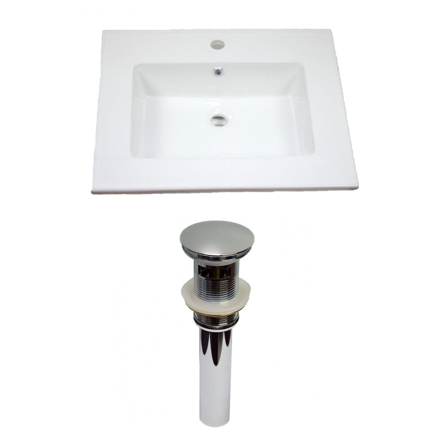 American Imaginations AI-15578 25" White Rectangular Drop In Modern Ceramic Top Set