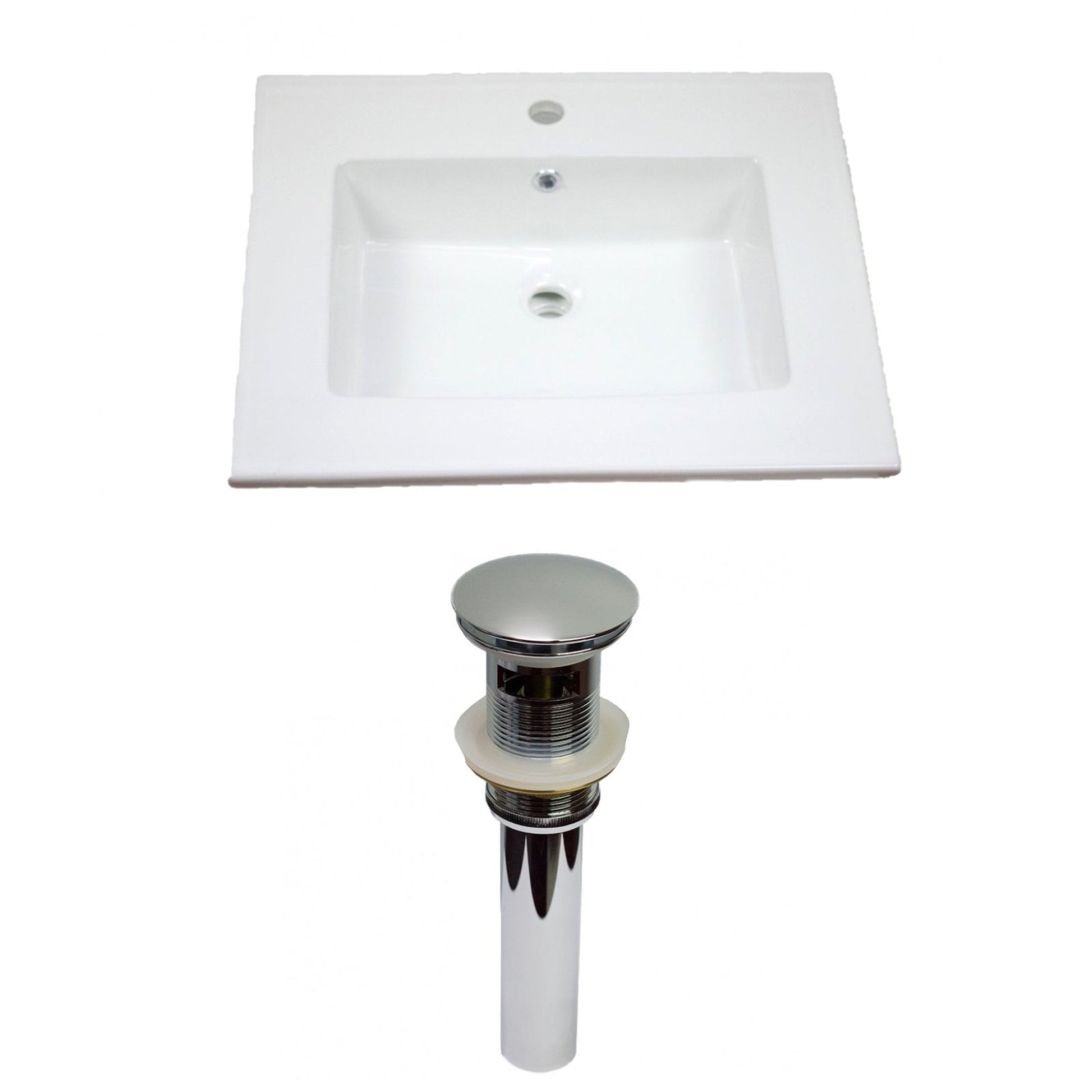 American Imaginations AI-15578 25" White Rectangular Drop In Modern Ceramic Top Set