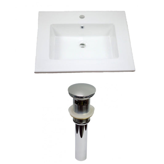 American Imaginations AI-15578 25" White Rectangular Drop In Modern Ceramic Top Set