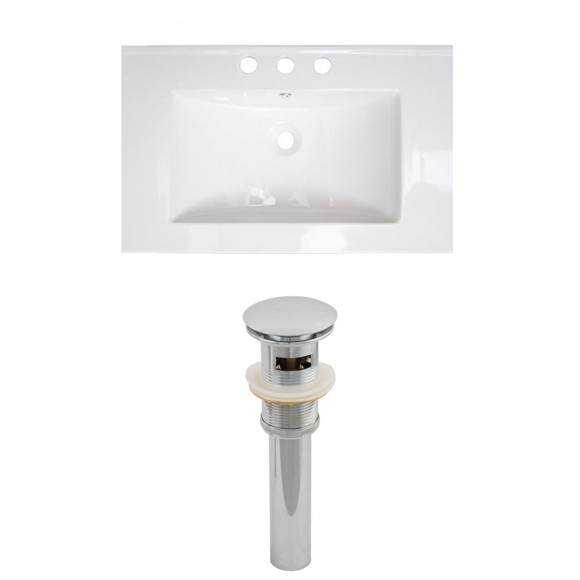 American Imaginations AI-15580 25" White Rectangular Drop In Modern Ceramic Top Set
