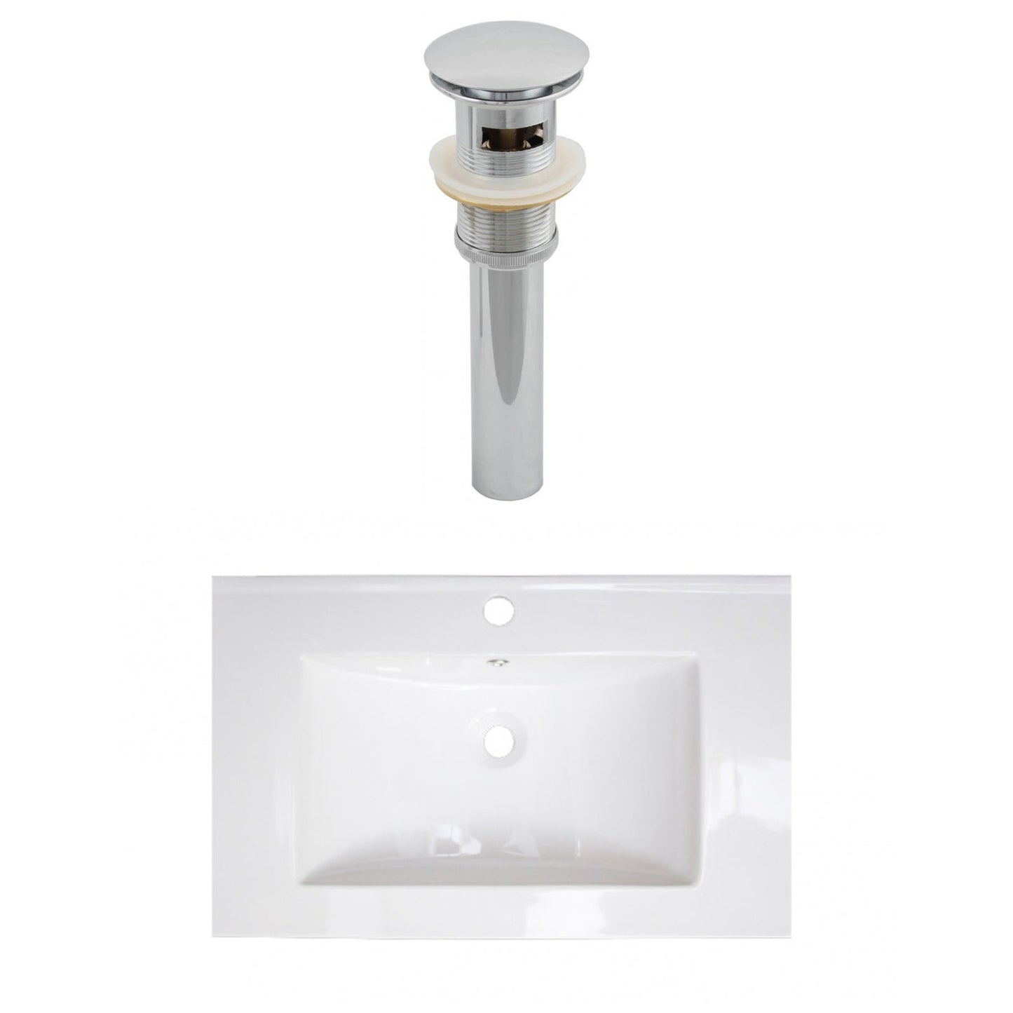 American Imaginations AI-15597 24" White Rectangular Drop In Transitional Ceramic Top Set