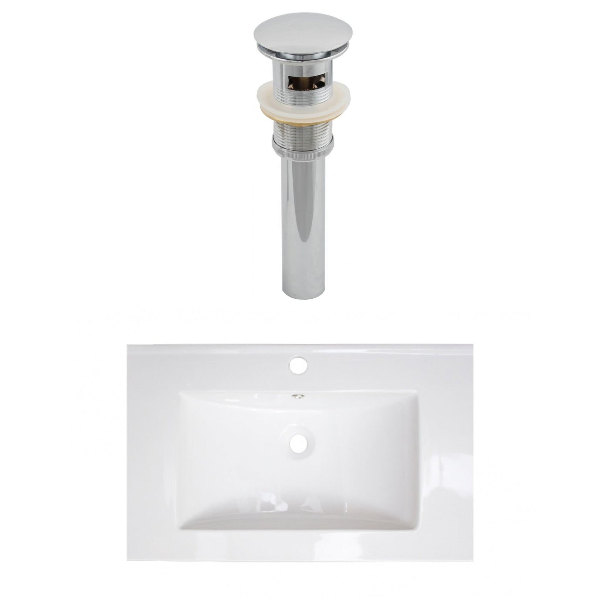 American Imaginations AI-15597 24" White Rectangular Drop In Transitional Ceramic Top Set