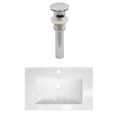 American Imaginations AI-15597 24" White Rectangular Drop In Transitional Ceramic Top Set