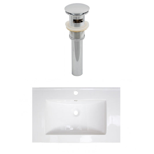 American Imaginations AI-15597 24" White Rectangular Drop In Transitional Ceramic Top Set
