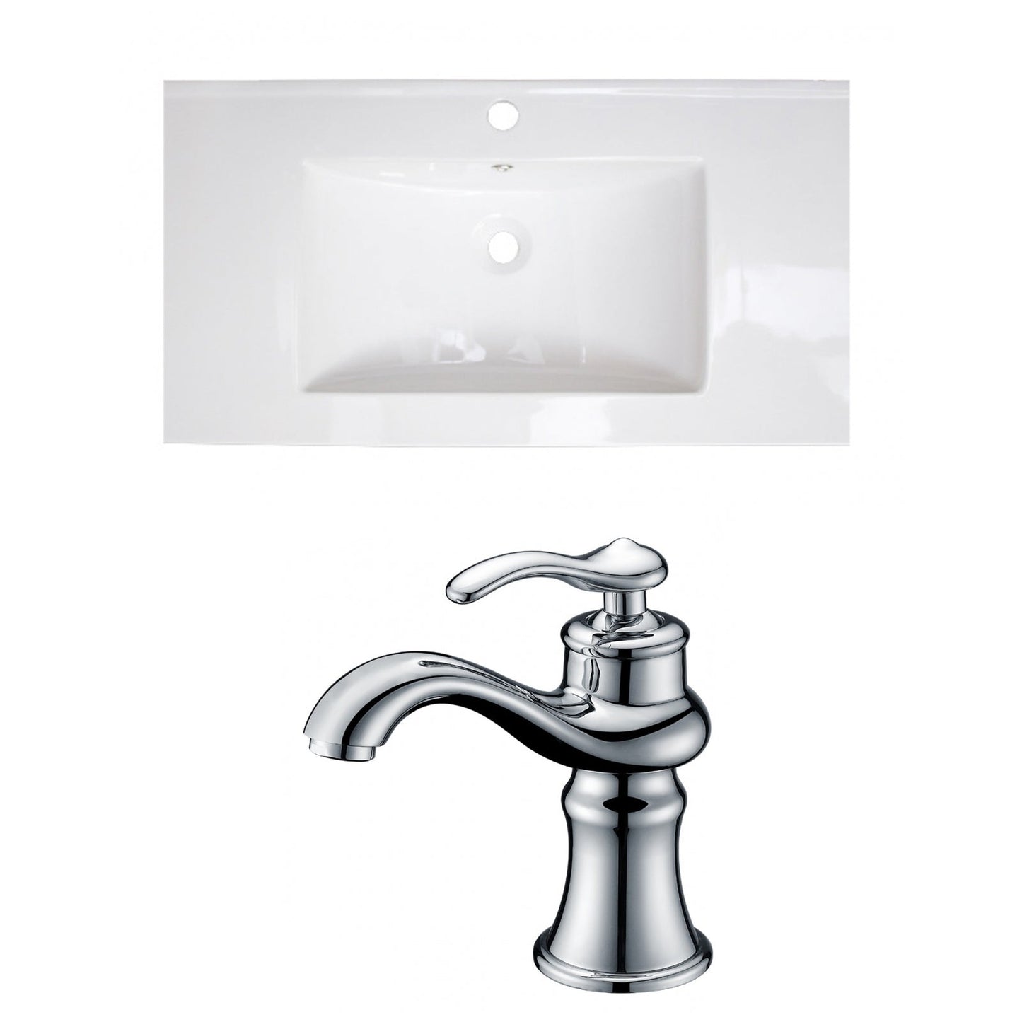 American Imaginations AI-15603 36" White Rectangular Drop In Transitional Ceramic Top Set