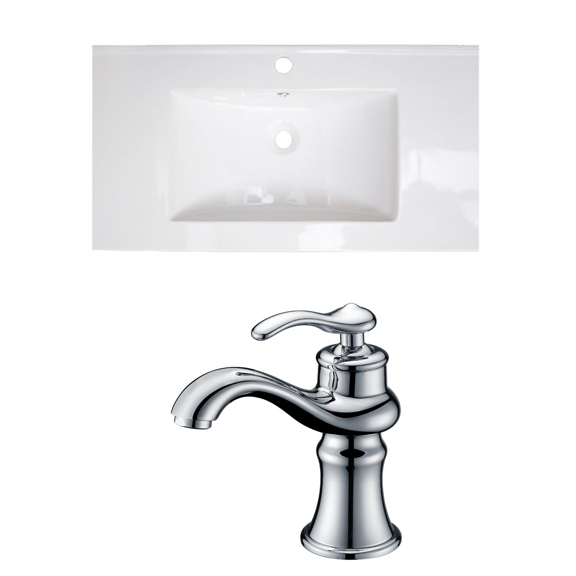 American Imaginations AI-15603 36" White Rectangular Drop In Transitional Ceramic Top Set