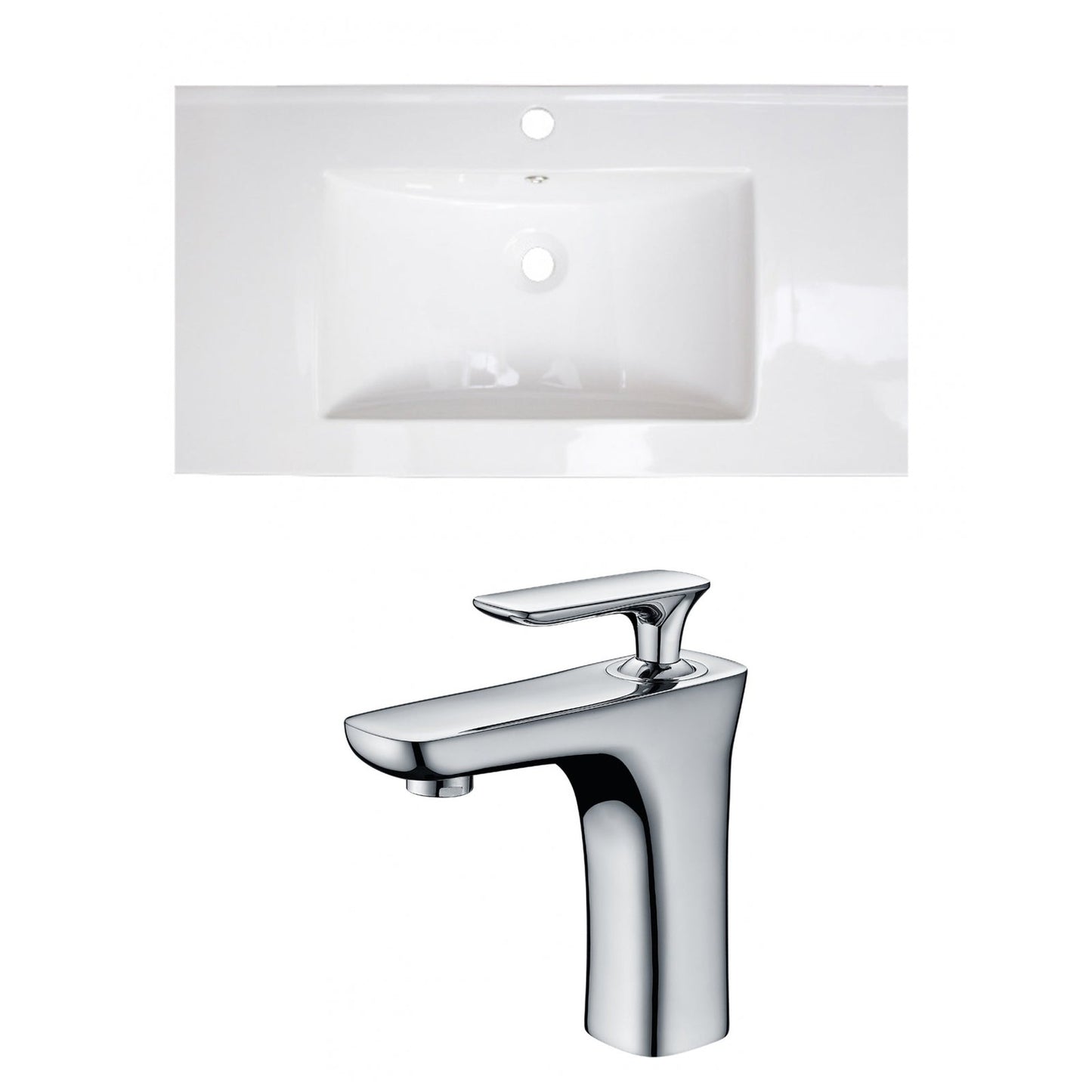 American Imaginations AI-15605 36" White Rectangular Drop In Transitional Ceramic Top Set