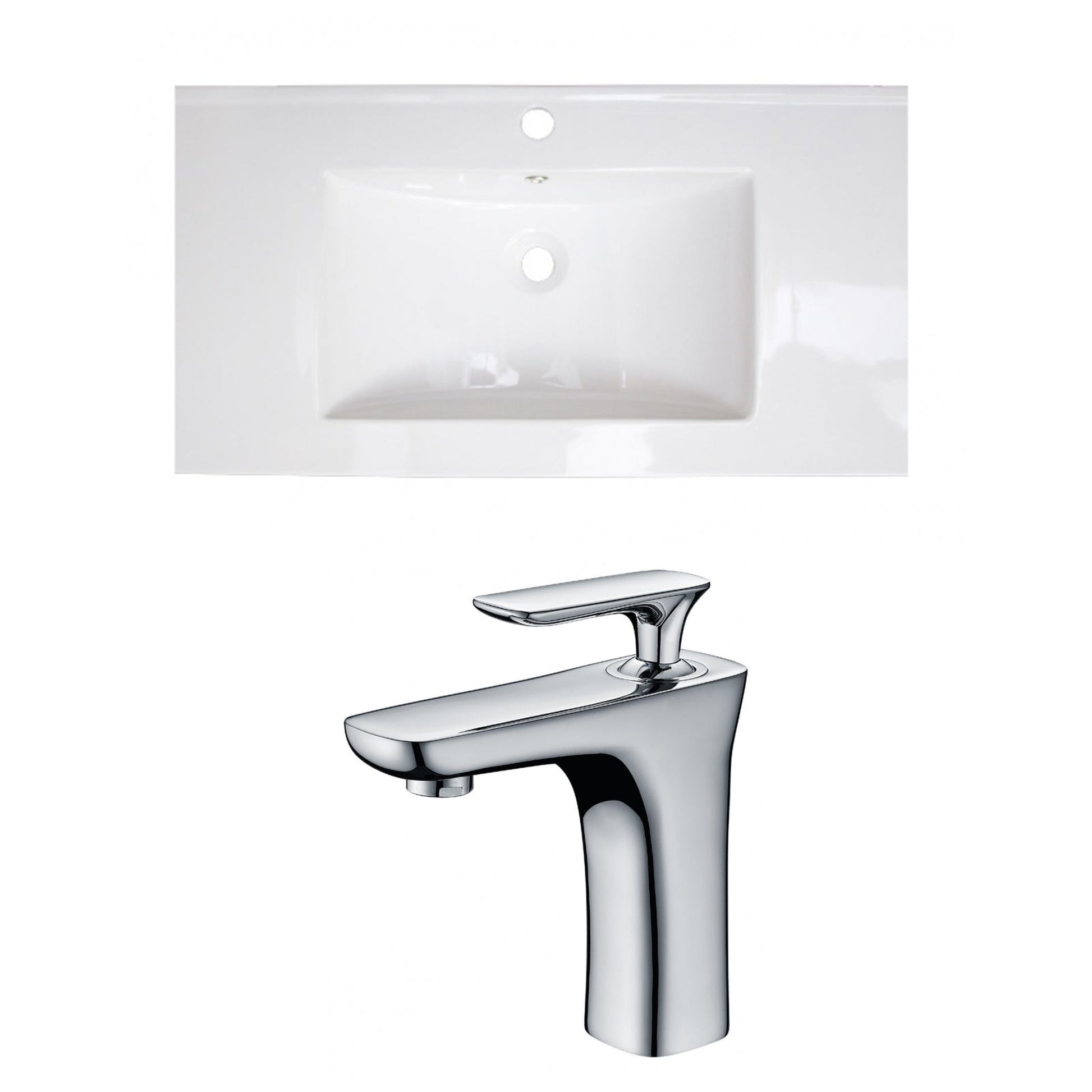 American Imaginations AI-15605 36" White Rectangular Drop In Transitional Ceramic Top Set