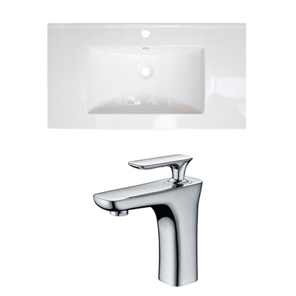 American Imaginations AI-15605 36" White Rectangular Drop In Transitional Ceramic Top Set