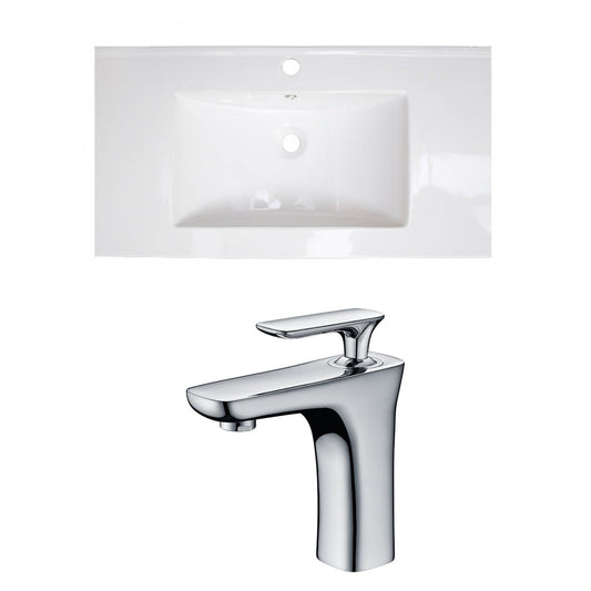 American Imaginations AI-15605 36" White Rectangular Drop In Transitional Ceramic Top Set