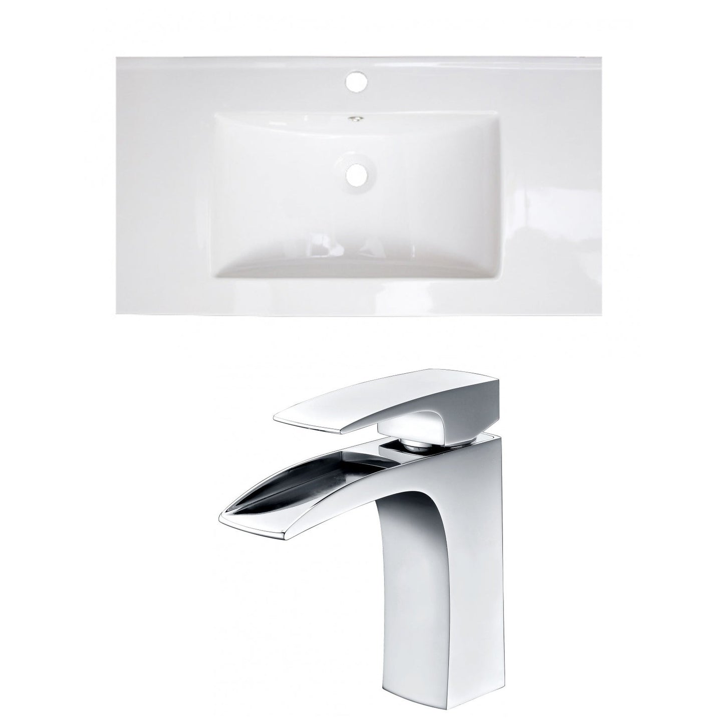 American Imaginations AI-15606 36" White Rectangular Drop In Transitional Ceramic Top Set