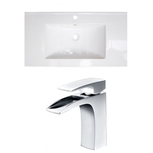 American Imaginations AI-15606 36" White Rectangular Drop In Transitional Ceramic Top Set