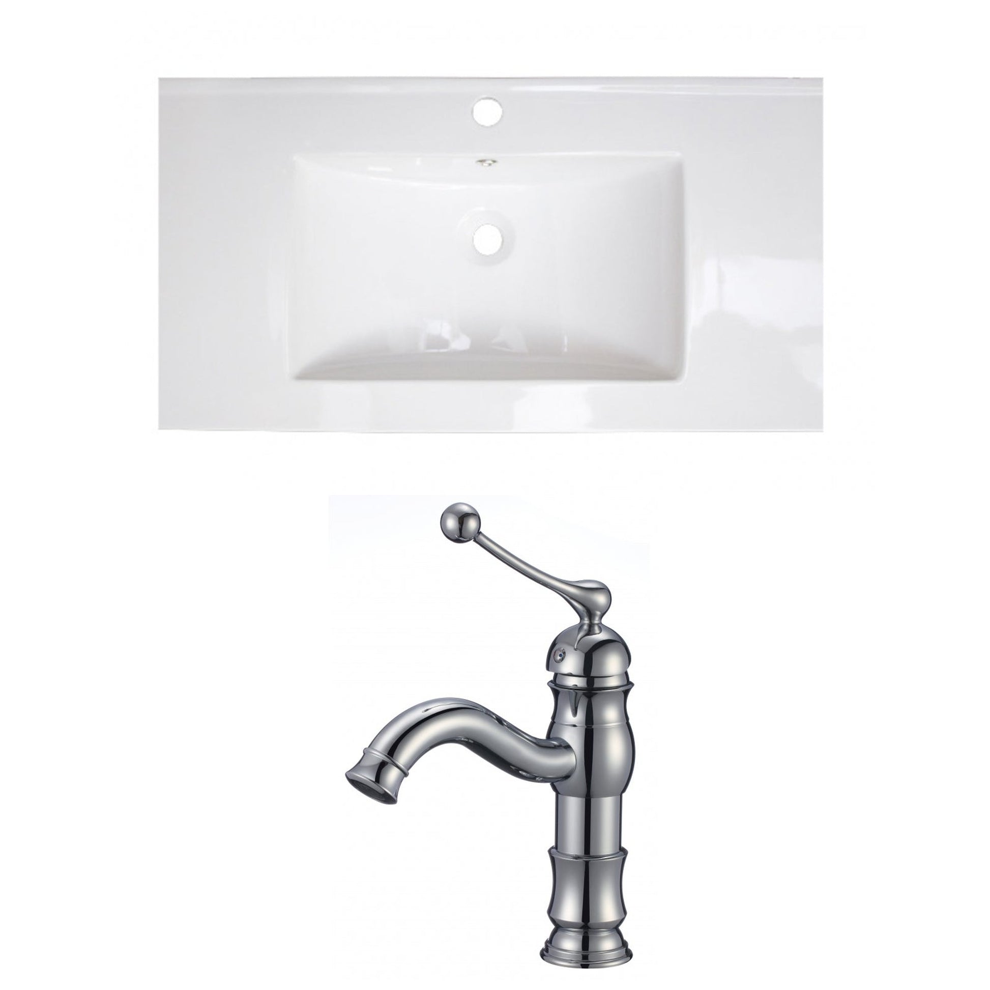 American Imaginations AI-15608 36" White Rectangular Drop In Transitional Ceramic Top Set