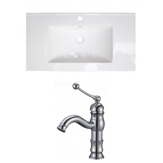 American Imaginations AI-15608 36" White Rectangular Drop In Transitional Ceramic Top Set