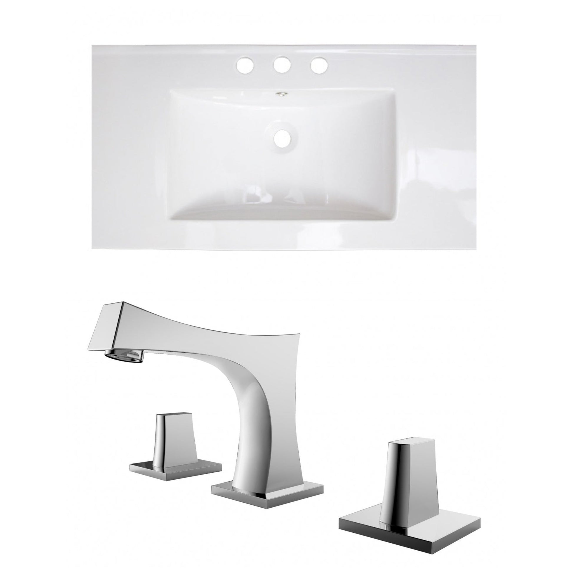 American Imaginations AI-15630 36" White Rectangular Drop In Transitional Ceramic Top Set