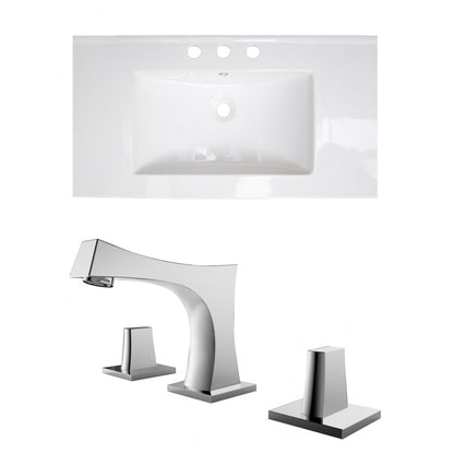 American Imaginations AI-15630 36" White Rectangular Drop In Transitional Ceramic Top Set