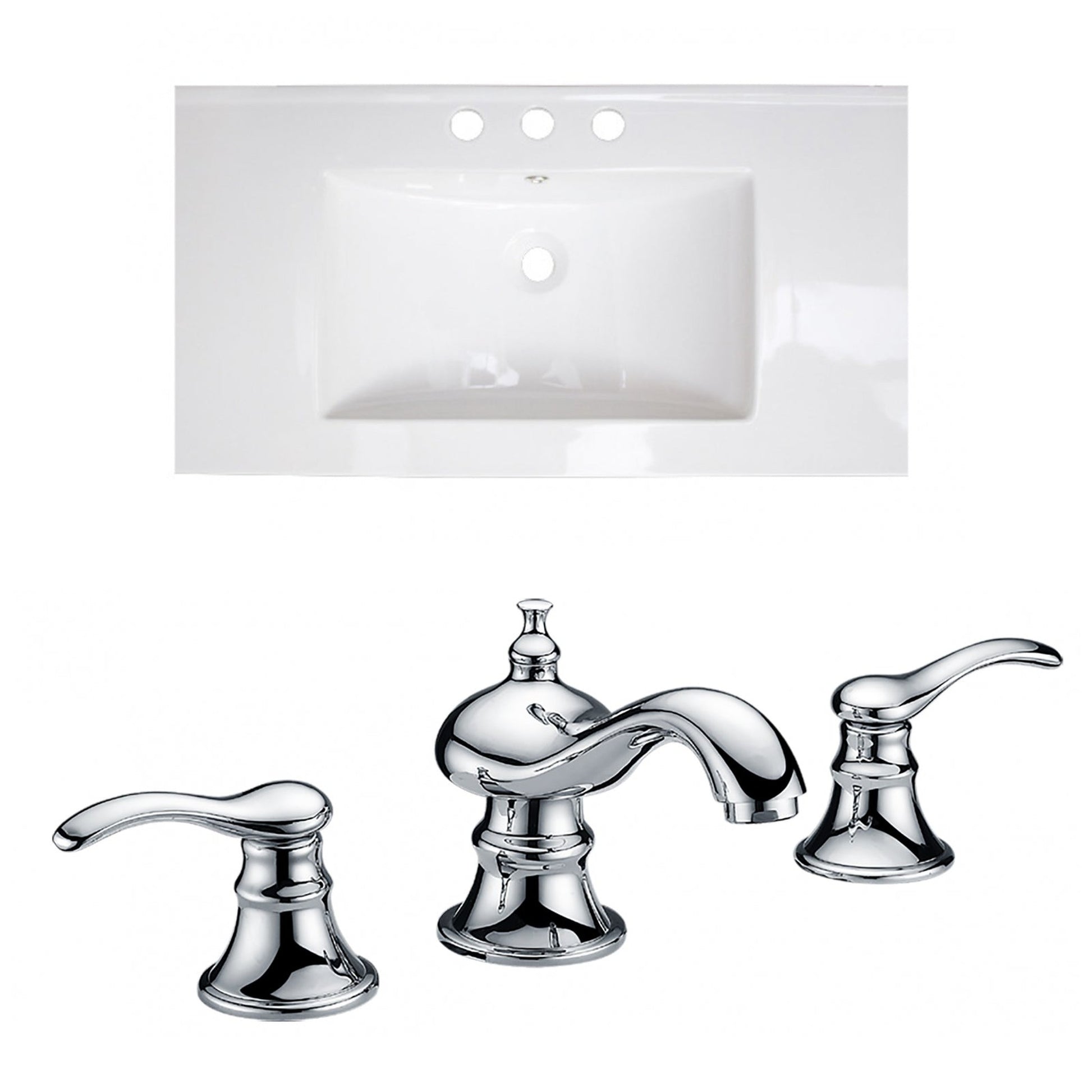 American Imaginations AI-15631 36" White Rectangular Drop In Transitional Ceramic Top Set
