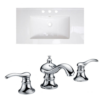 American Imaginations AI-15631 36" White Rectangular Drop In Transitional Ceramic Top Set