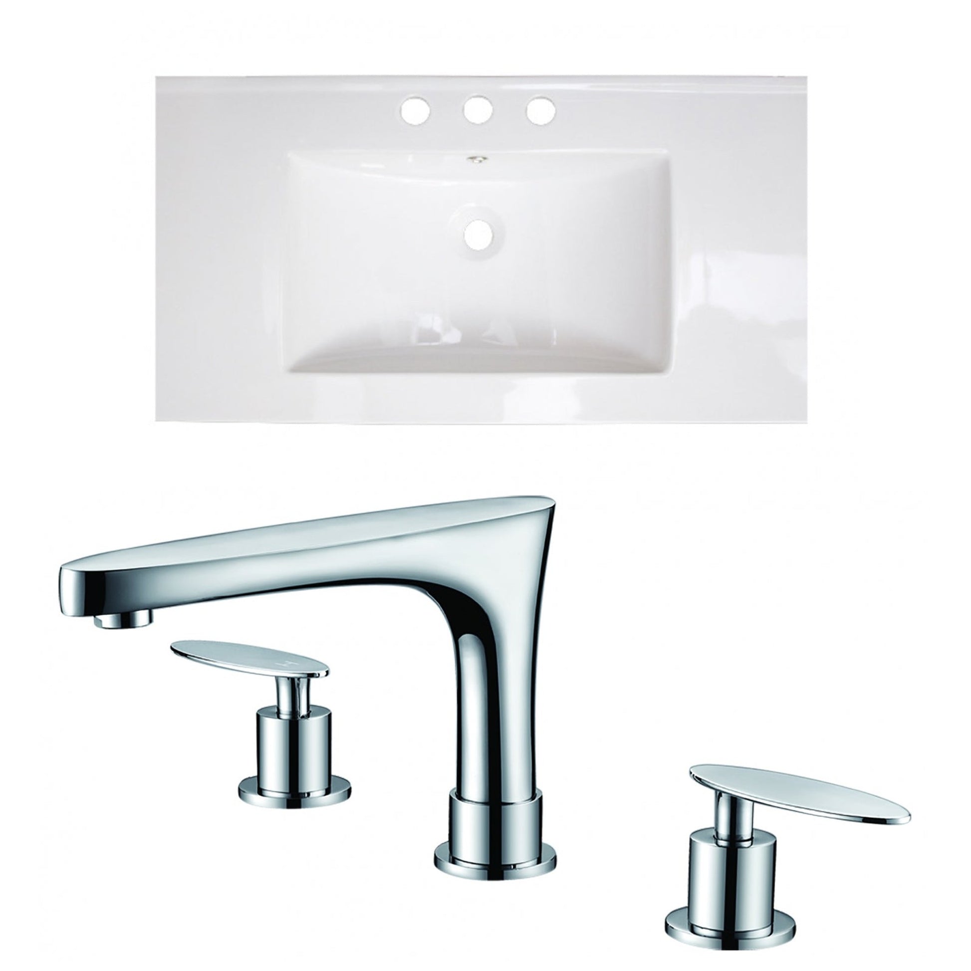American Imaginations AI-15632 36" White Rectangular Drop In Transitional Ceramic Top Set