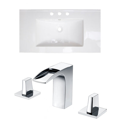 American Imaginations AI-15634 36" White Rectangular Drop In Transitional Ceramic Top Set