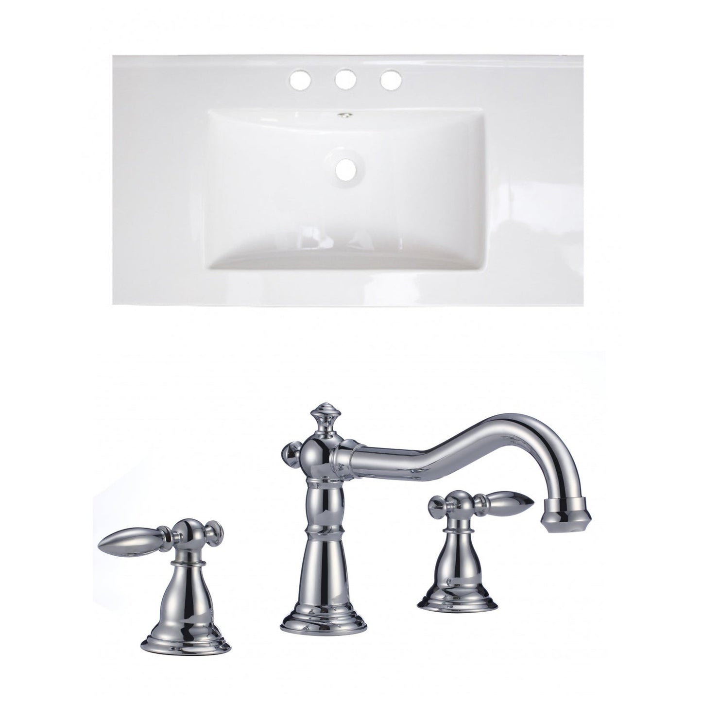 American Imaginations AI-15635 36" White Rectangular Drop In Transitional Ceramic Top Set