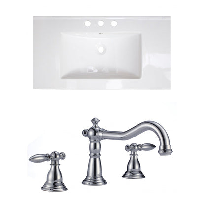American Imaginations AI-15635 36" White Rectangular Drop In Transitional Ceramic Top Set