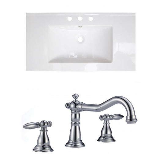 American Imaginations AI-15635 36" White Rectangular Drop In Transitional Ceramic Top Set