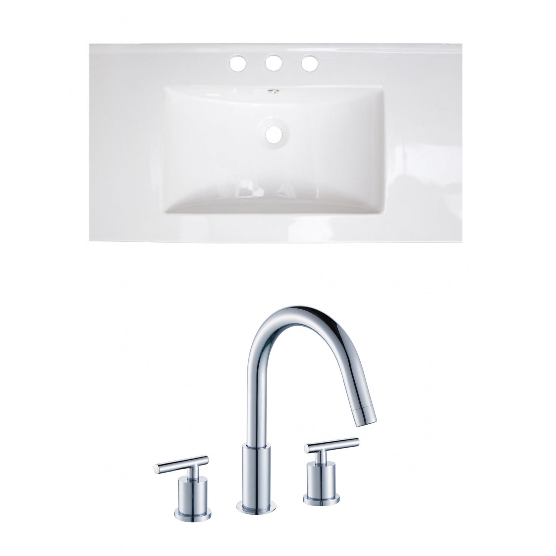 American Imaginations AI-15636 36" White Rectangular Drop In Transitional Ceramic Top Set