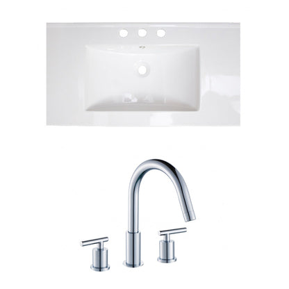 American Imaginations AI-15636 36" White Rectangular Drop In Transitional Ceramic Top Set