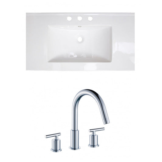 American Imaginations AI-15636 36" White Rectangular Drop In Transitional Ceramic Top Set
