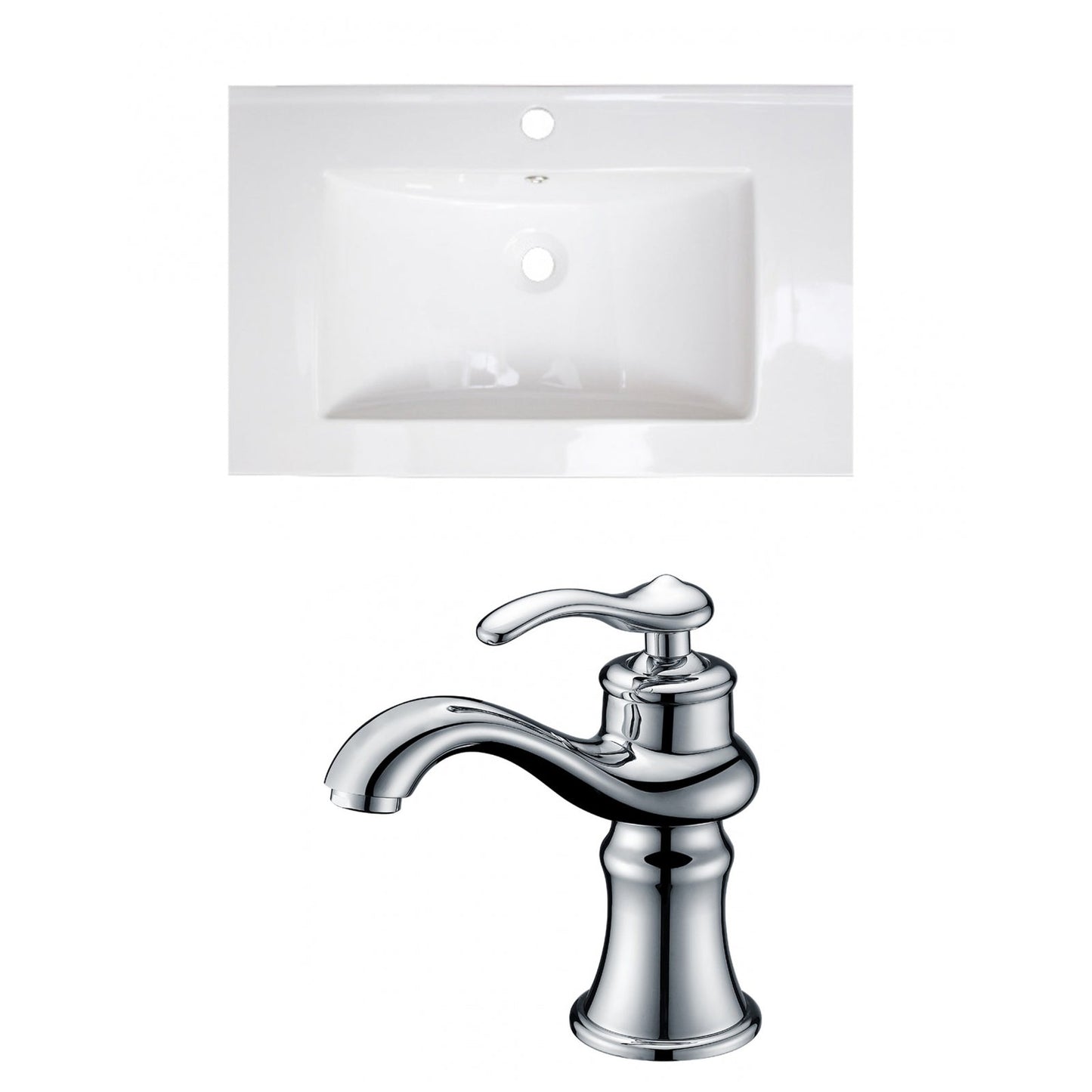 American Imaginations AI-15652 24" White Rectangular Drop In Modern Ceramic Top Set