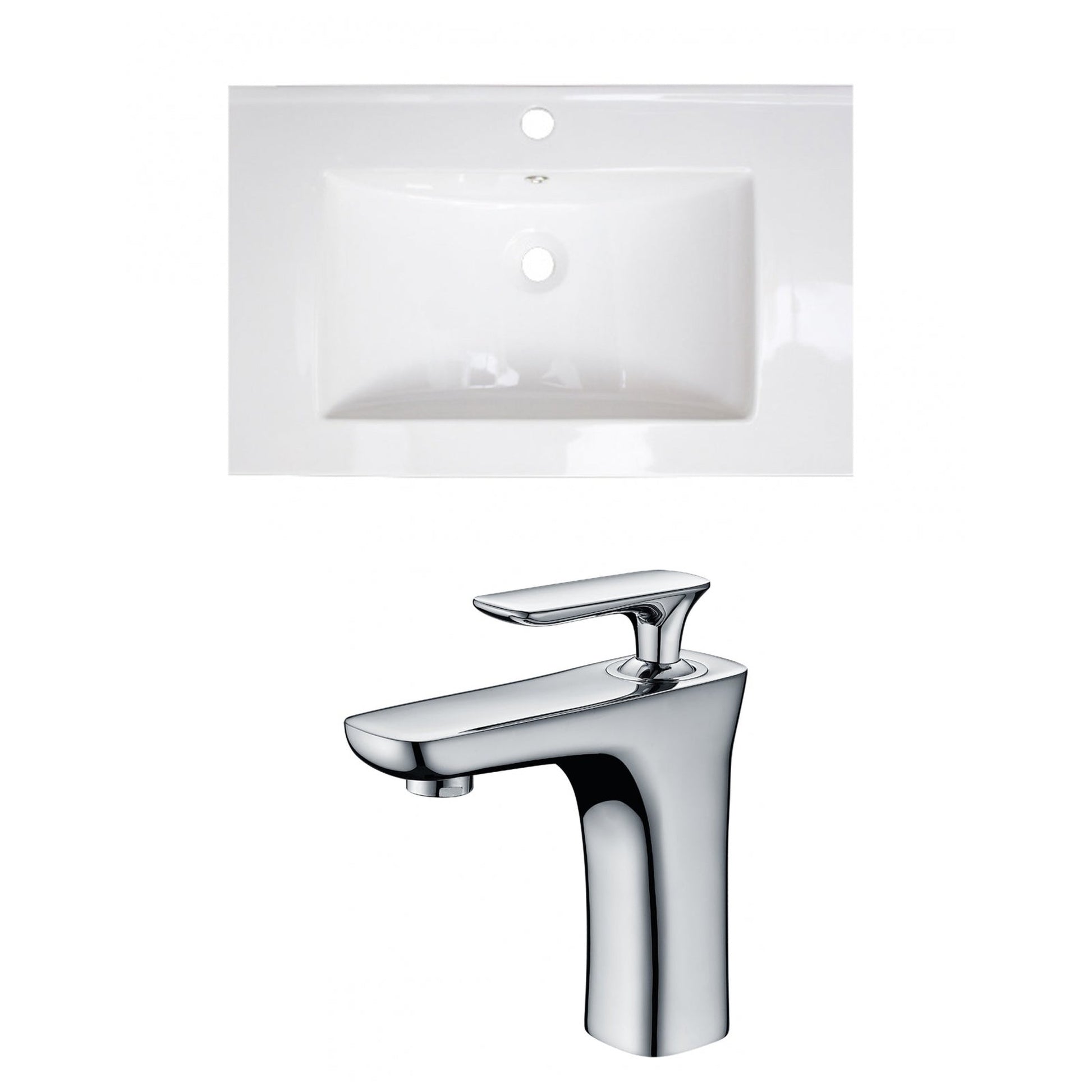 American Imaginations AI-15654 24" White Rectangular Drop In Modern Ceramic Top Set