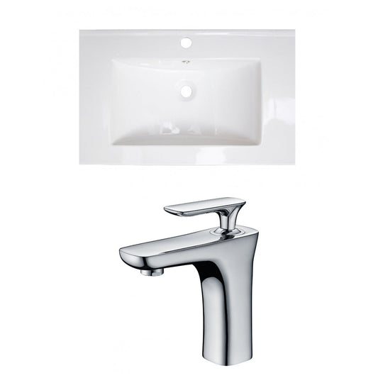 American Imaginations AI-15654 24" White Rectangular Drop In Modern Ceramic Top Set