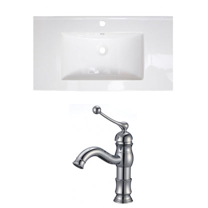 American Imaginations AI-15664 32" White Rectangular Drop In Modern Ceramic Top Set