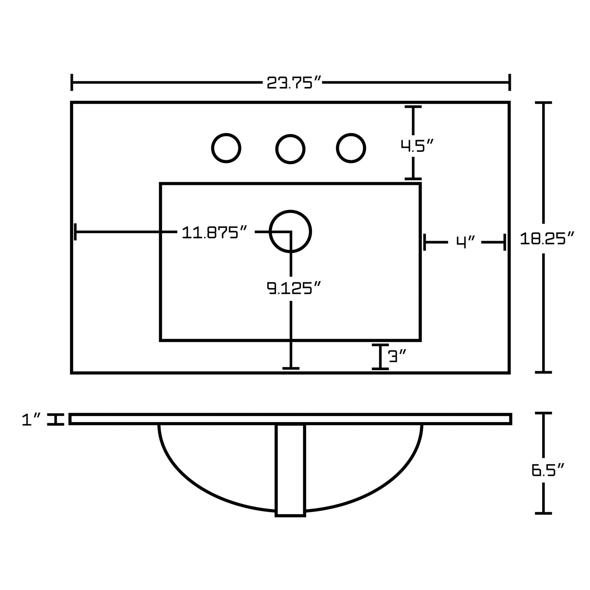 American Imaginations AI-15718 24" White Rectangular Drop In Modern Ceramic Top Set